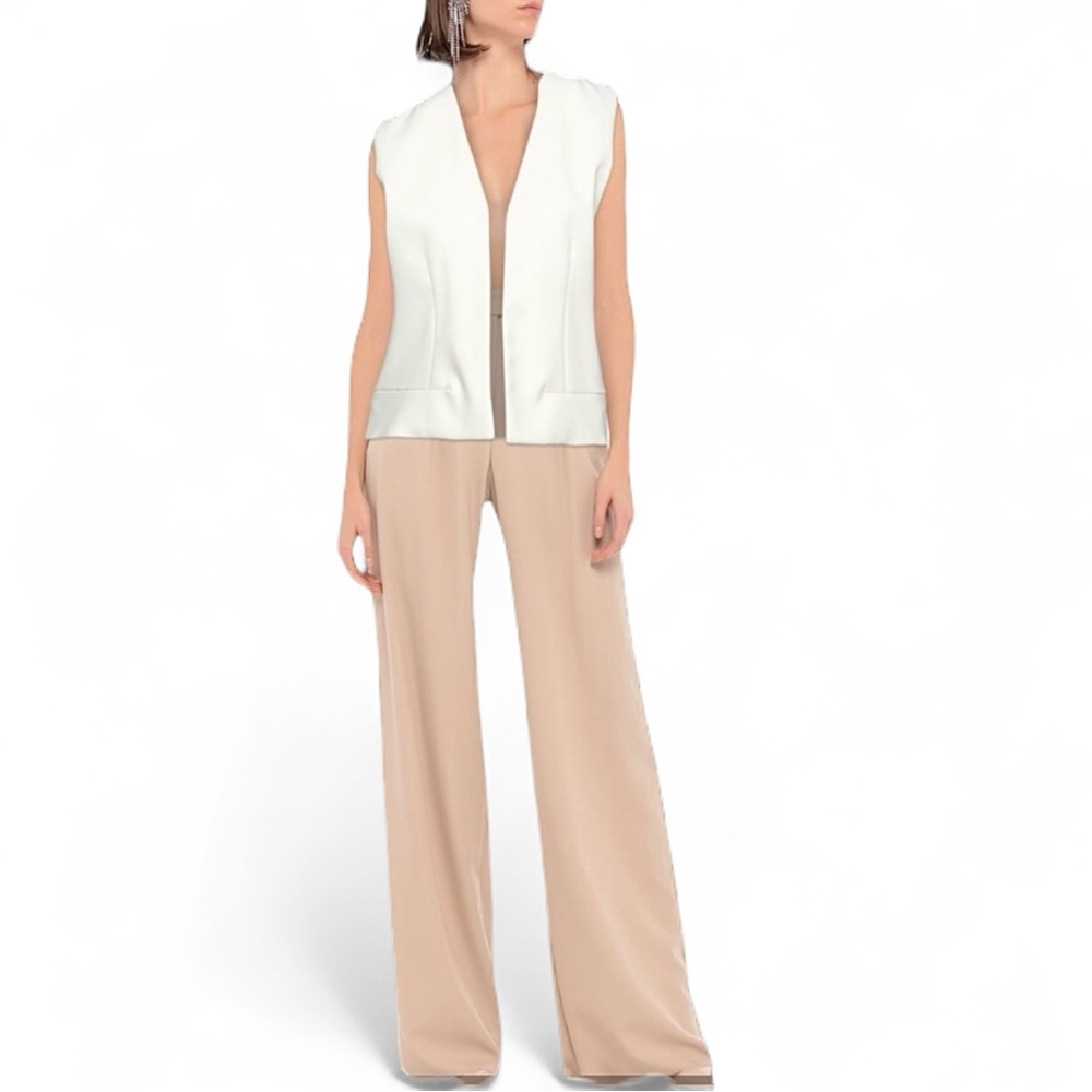 Maison Margiela Women’s‎ Vest  Size 42 (US 6) Ivory V-Neck Wool Blend Old Money
